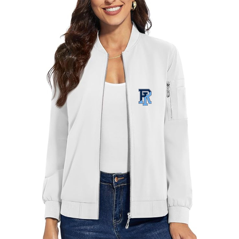 Women's Rhode Island Rams Logo Premium Bomber Jacket with Polished Detailing and Functional Sleeve Pocket Modern Luxury Outerwear