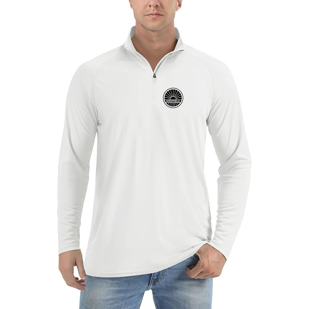 Men's Westfield-logo Lightweight Quarter-Zip Athletic Shirt Long Sleeve Performance Wear