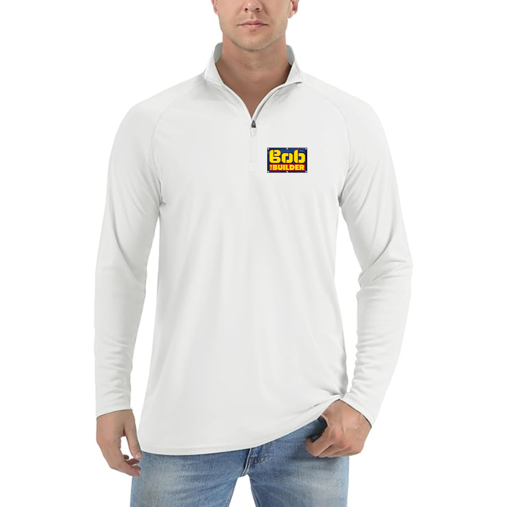 Men's Bob the Builder Logo Lightweight Quarter-Zip Athletic Shirt Long Sleeve Performance Wear
