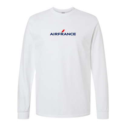 Men's Air France Logo Gildan Heavy Cotton Long Sleeve T-Shirt