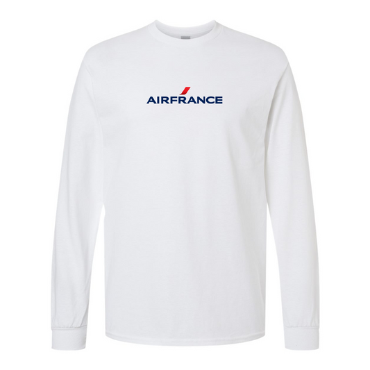 Men's Air France Logo Gildan Heavy Cotton Long Sleeve T-Shirt