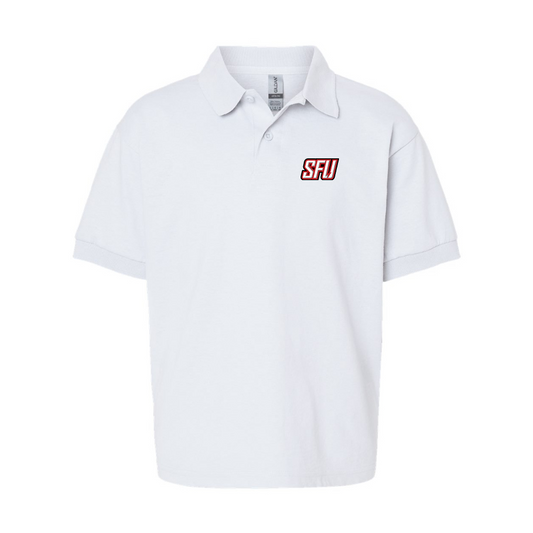 Youth Saint Francis Red Flash Logo Gildan Dry Blend Jersey Polo