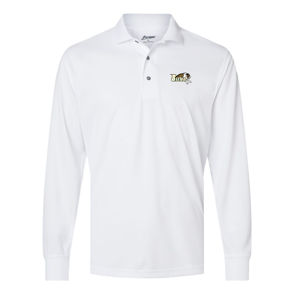 Men's Siena Saints Logo Paragon Prescott Long Sleeve Polo