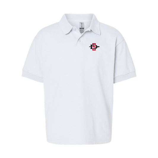 Youth San Diego State Aztecs Logo Gildan Dry Blend Jersey Polo