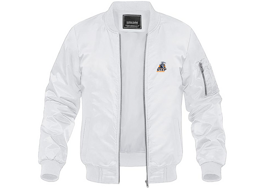 Men's UTEP Miners Lightweight Bomber Jacket Windbreaker Softshell Varsity Jacket Coat