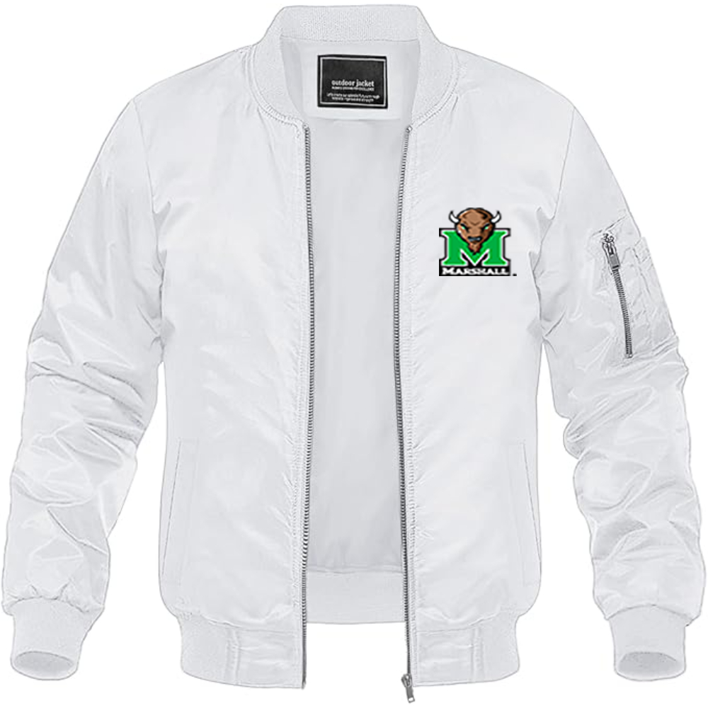 Men's Marshall Thundering Herd Logo Lightweight Bomber Jacket Windbreaker Softshell Varsity Jacket Coat