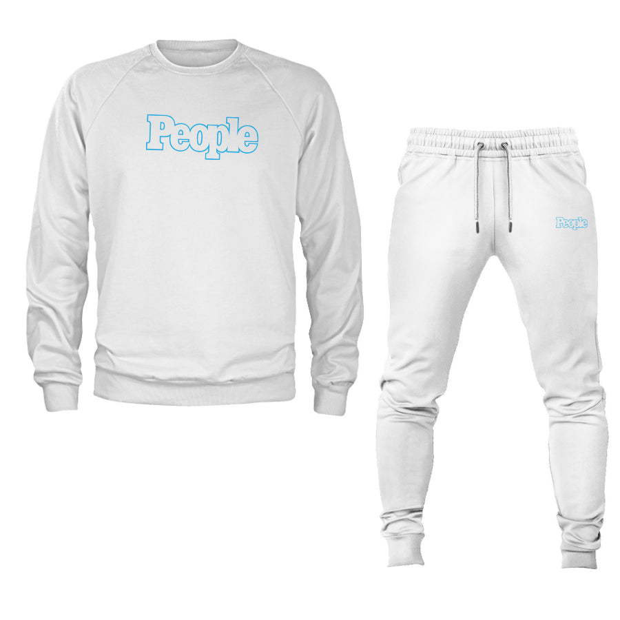 Men's People Magazine Logo Crewneck Sweatshirt Joggers Suit