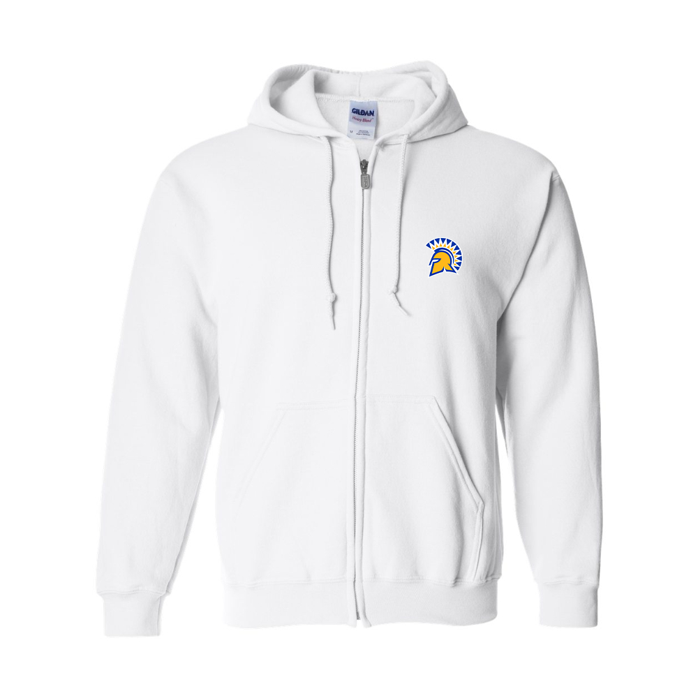 Men's San Jose State Spartans Logo Gildan  Heavy Blend Full Zip Hooded Sweatshirt