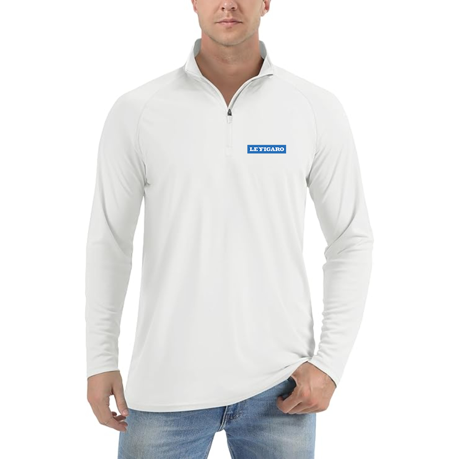 Men's Le Figaro Logo Lightweight Quarter-Zip Athletic Shirt Long Sleeve Performance Wear