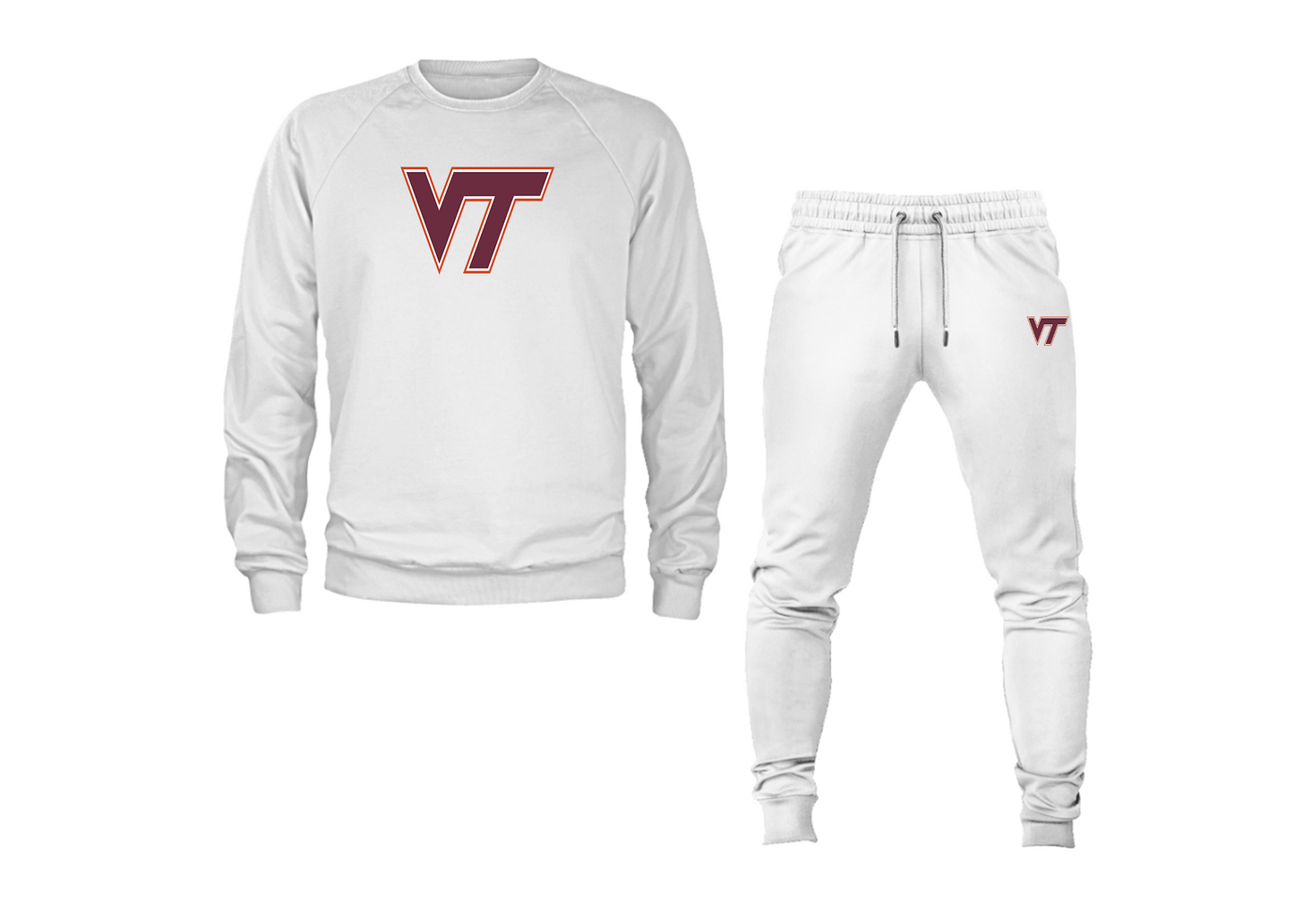 Men's Virginia Tech Hokies Crewneck Sweatshirt Joggers Suit
