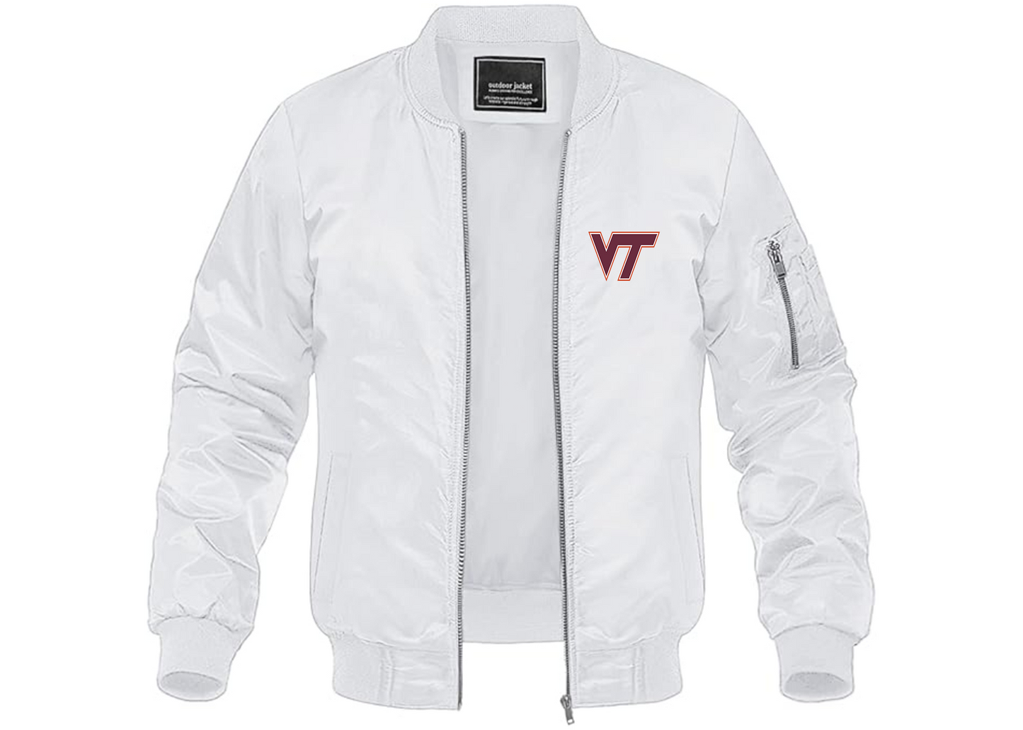 Men's Virginia Tech Hokies Lightweight Bomber Jacket Windbreaker Softshell Varsity Jacket Coat