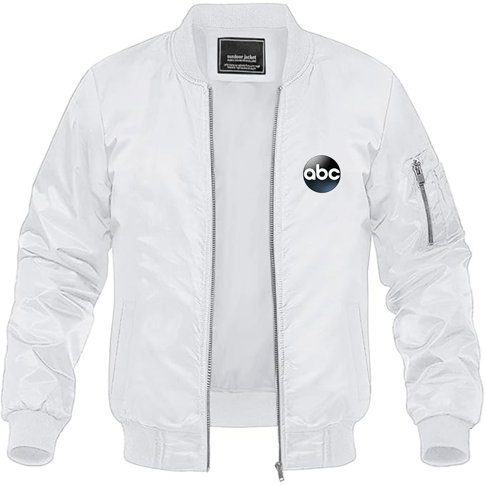 Men's Abc Logo Lightweight Bomber Jacket Windbreaker Softshell Varsity Jacket Coat