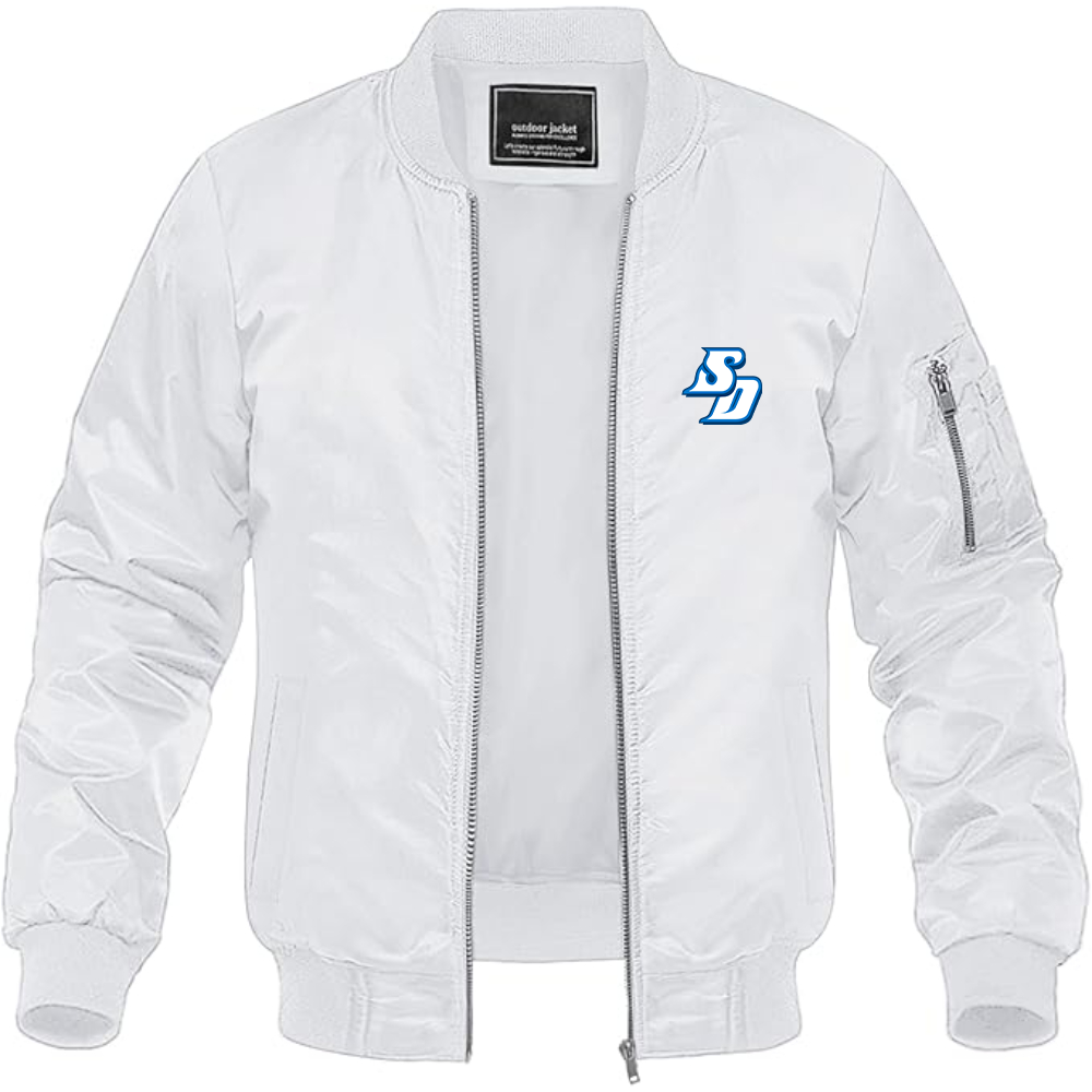 Men's San Diego Toreros Logo Lightweight Bomber Jacket Windbreaker Softshell Varsity Jacket Coat