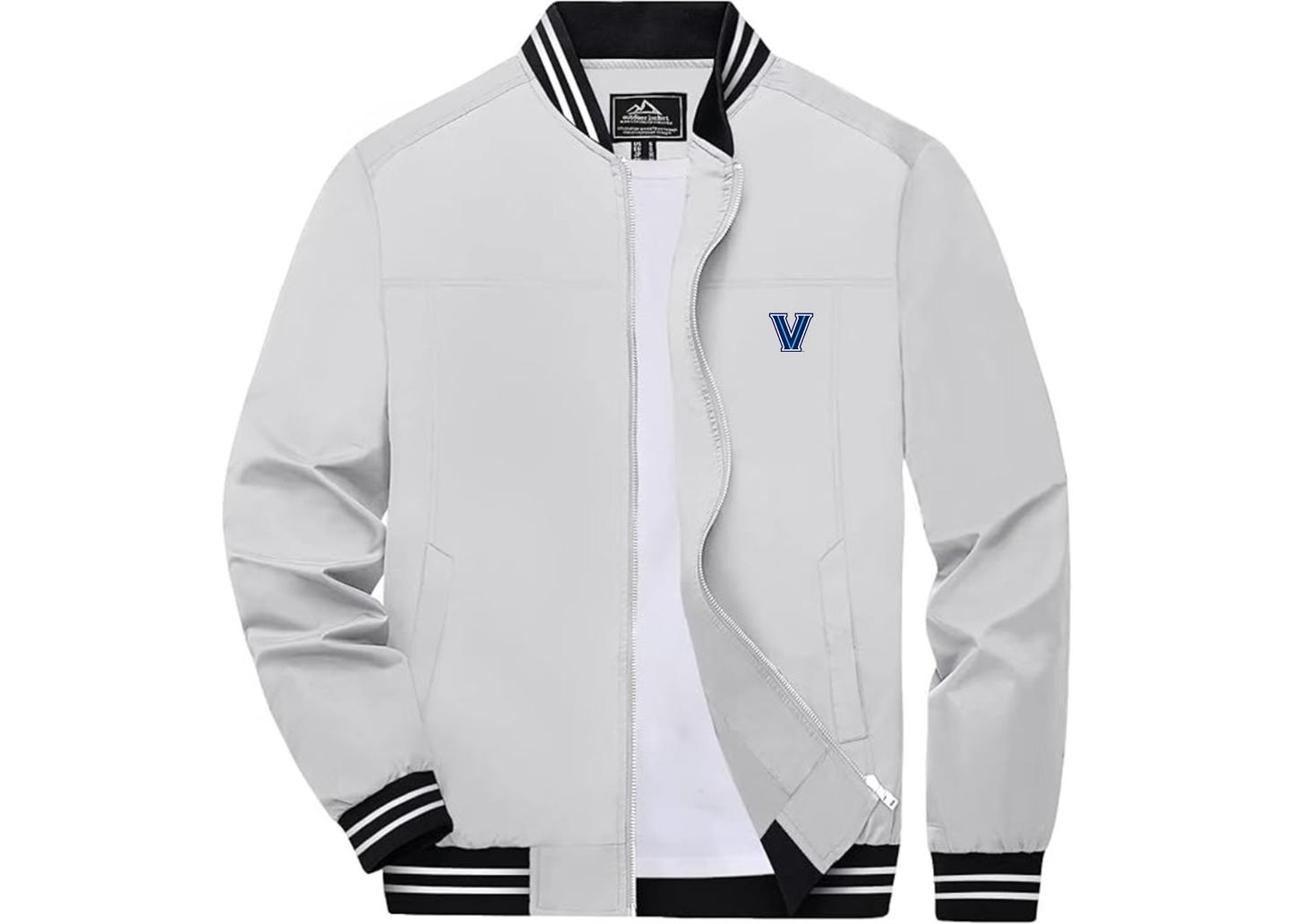 Men's Villanova Wildcats Lightweight Zip-Up Ribbed Collar and Cuffs Bomber Jacket