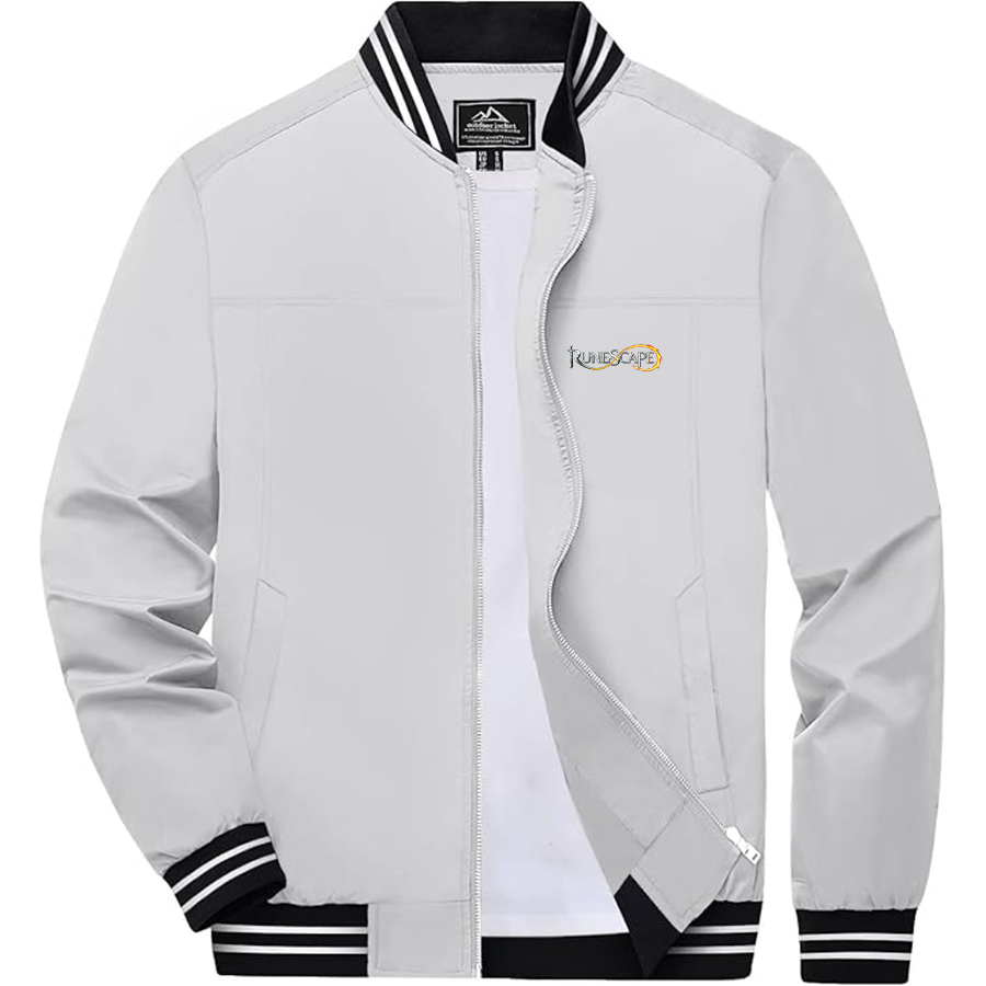 Men's Runescape Logo Lightweight Zip-Up Ribbed Collar and Cuffs Bomber Jacket