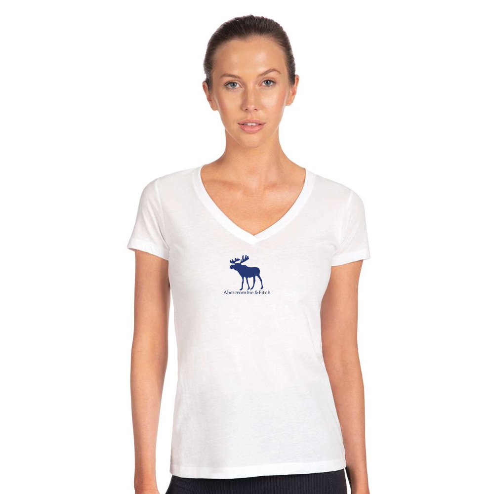 Women's Abercrombie & Fitch Moose Logo  Next Level V-Neck T-Shirt