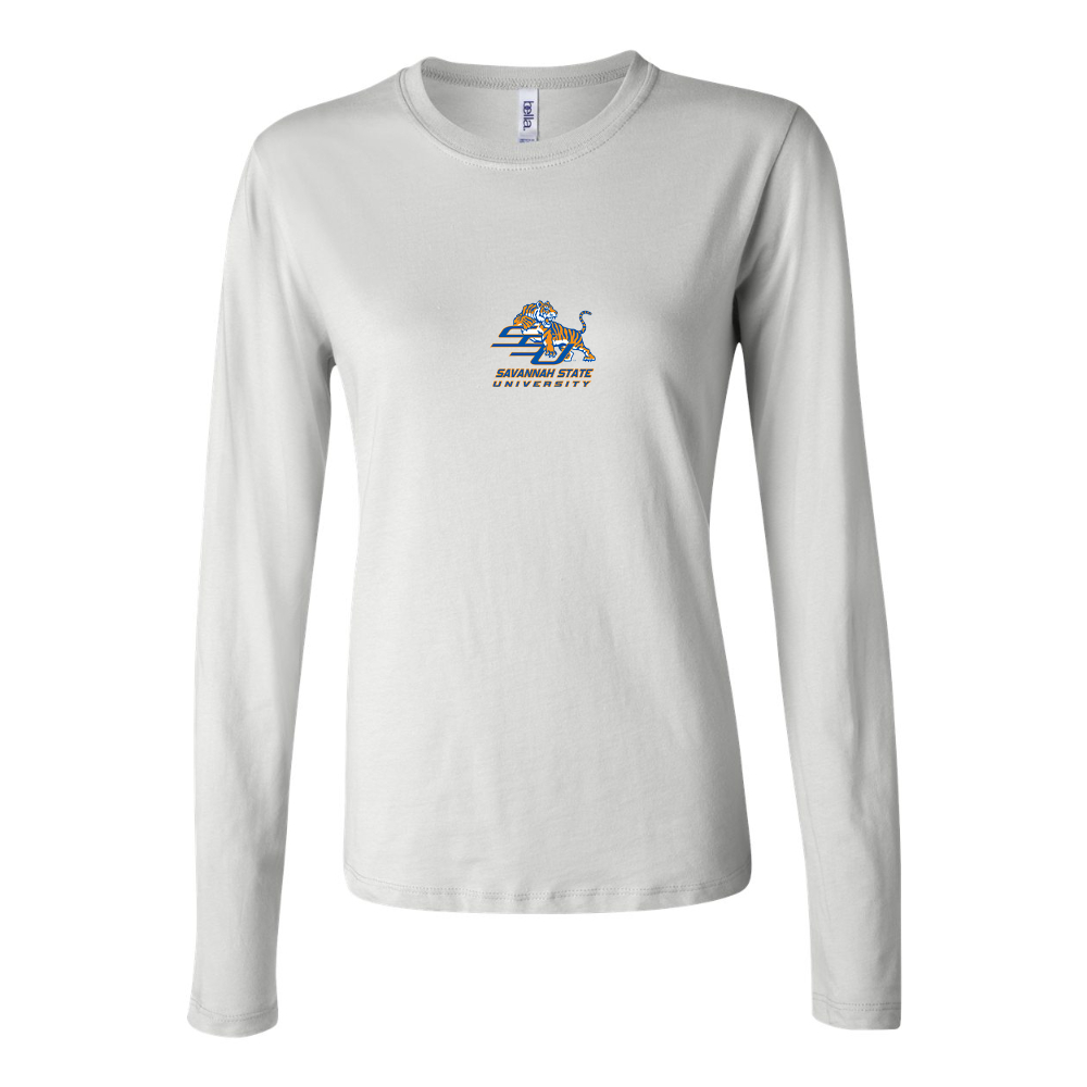BELLA CANVAS Women’s Savannah State Tigers Logo Jersey Long Sleeve Tee