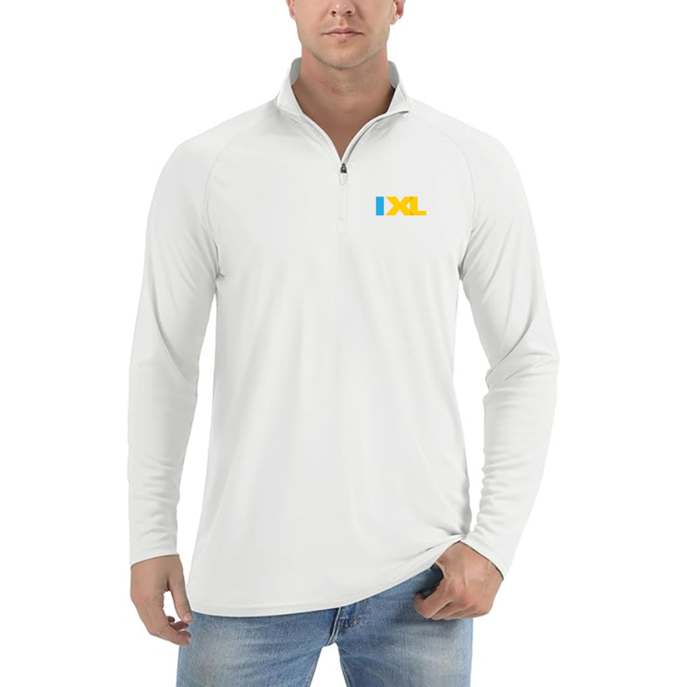 Men's IXL Logo Lightweight Quarter-Zip Athletic Shirt Long Sleeve Performance Wear
