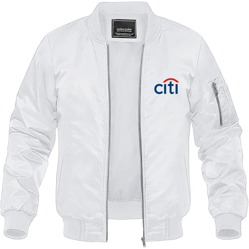 Men's Citi logo Lightweight Bomber Jacket Windbreaker Softshell Varsity Jacket Coat