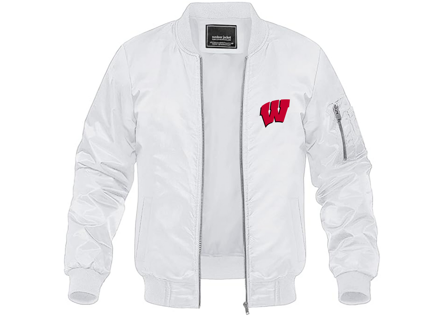 Men's Wisconsin Badgers Lightweight Bomber Jacket Windbreaker Softshell Varsity Jacket Coat