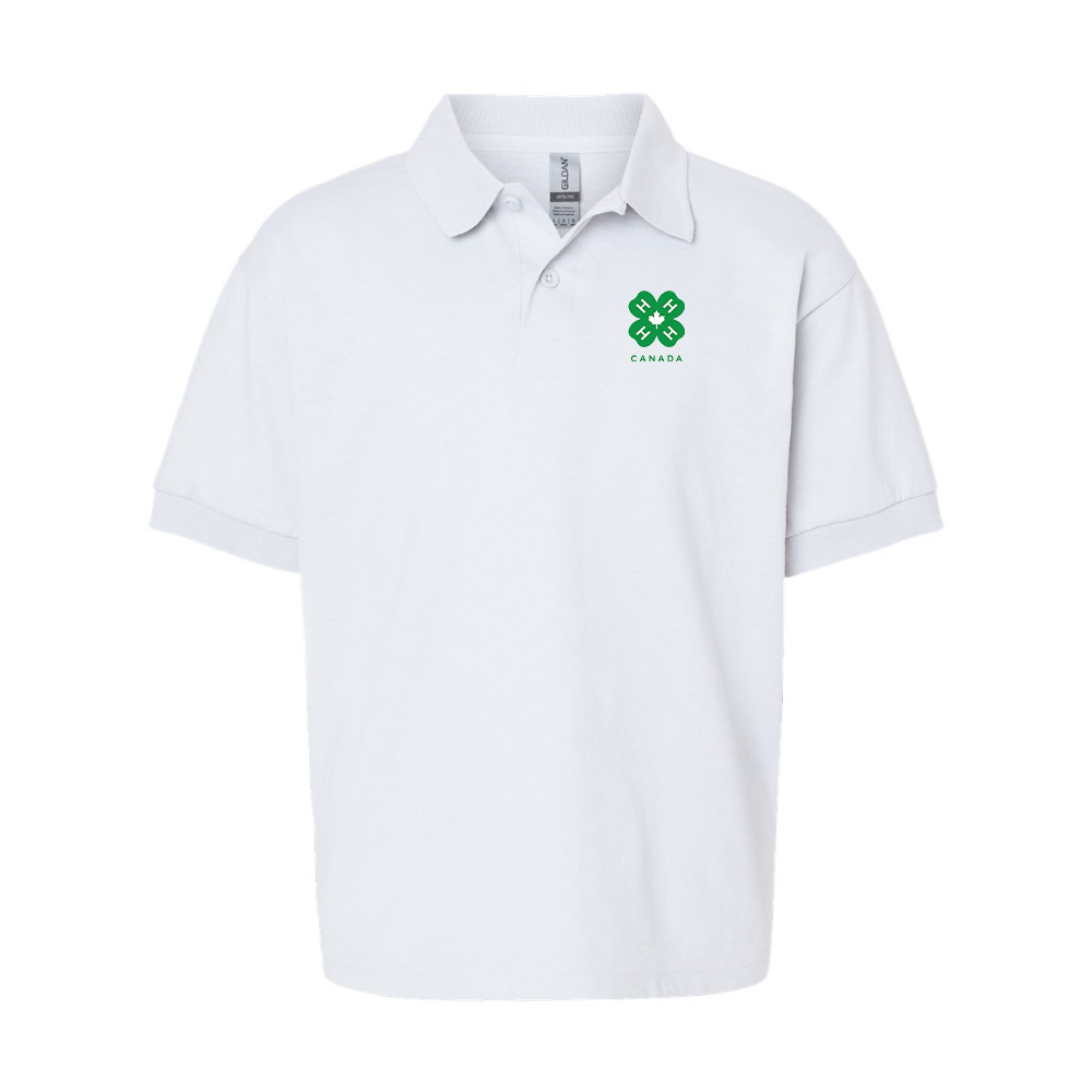 Youth 4H Canada Logo Gildan Dry Blend Jersey Polo