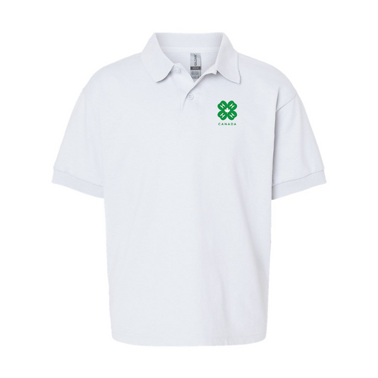 Youth 4H Canada Logo Gildan Dry Blend Jersey Polo