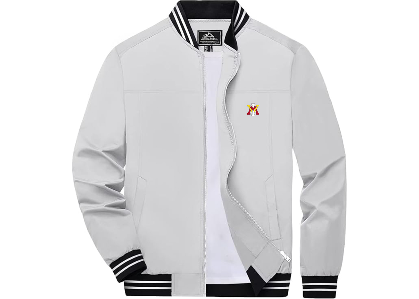 Men's VMI Keydets Lightweight Zip-Up Ribbed Collar and Cuffs Bomber Jacket