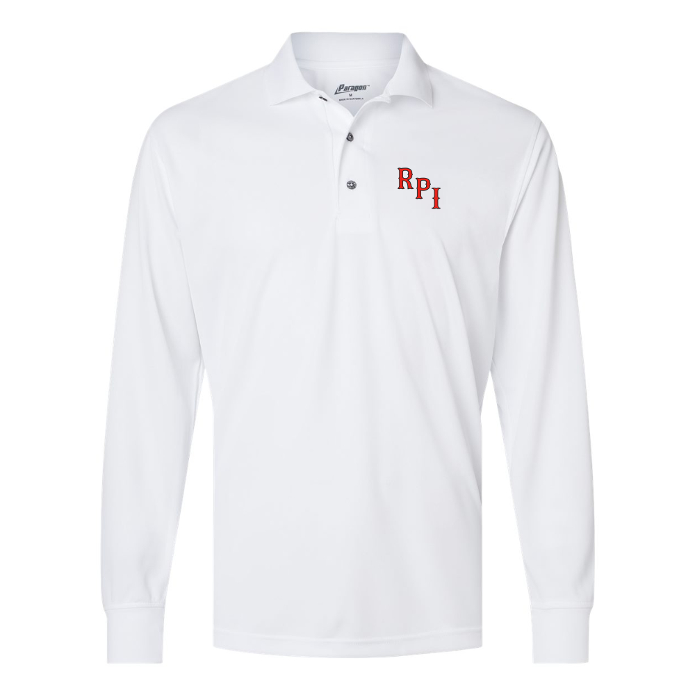 Men's RPI Engineers Logo Paragon Prescott Long Sleeve Polo