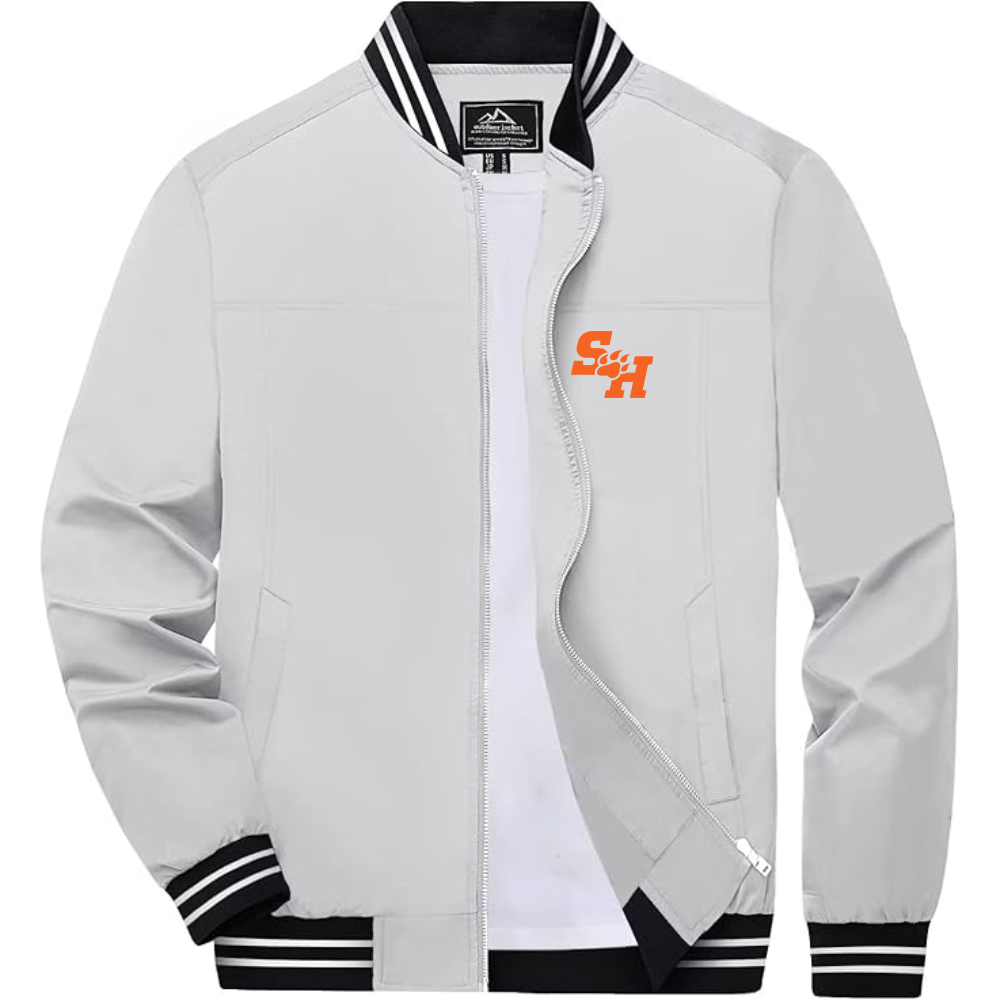Men's Sam Houston State Bearkats Logo Lightweight Zip-Up Ribbed Collar and Cuffs Bomber Jacket