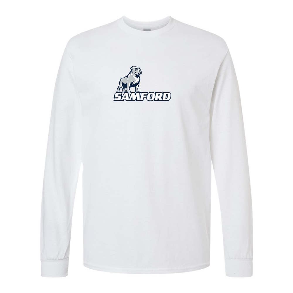Men's Samford Bulldogs Logo Gildan Heavy Cotton Long Sleeve T-Shirt