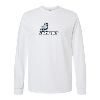 Men's Samford Bulldogs Logo Gildan Heavy Cotton Long Sleeve T-Shirt