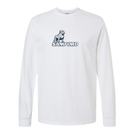 Men's Samford Bulldogs Logo Gildan Heavy Cotton Long Sleeve T-Shirt
