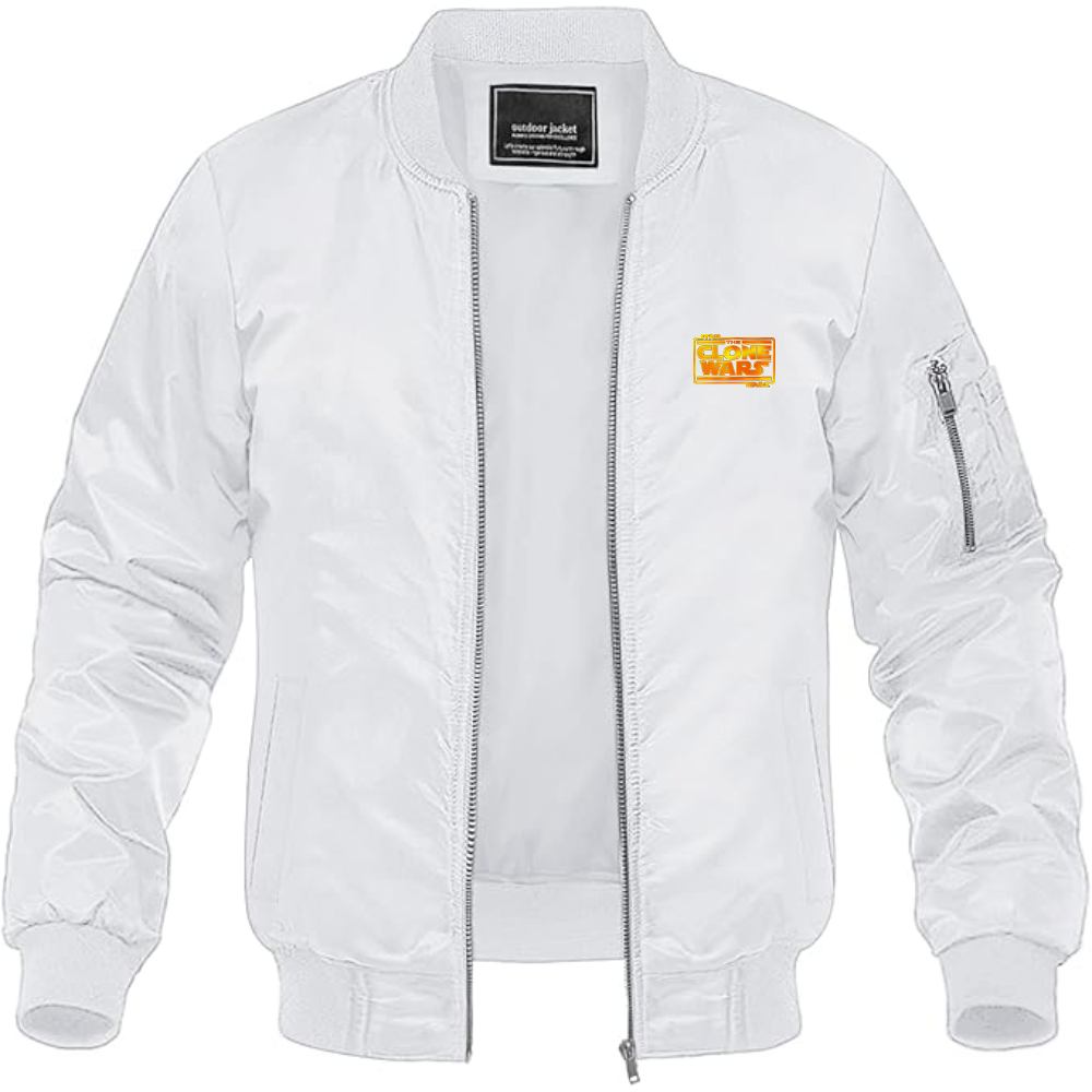 Men's The Clone wars Logo Lightweight Bomber Jacket Windbreaker Softshell Varsity Jacket Coat