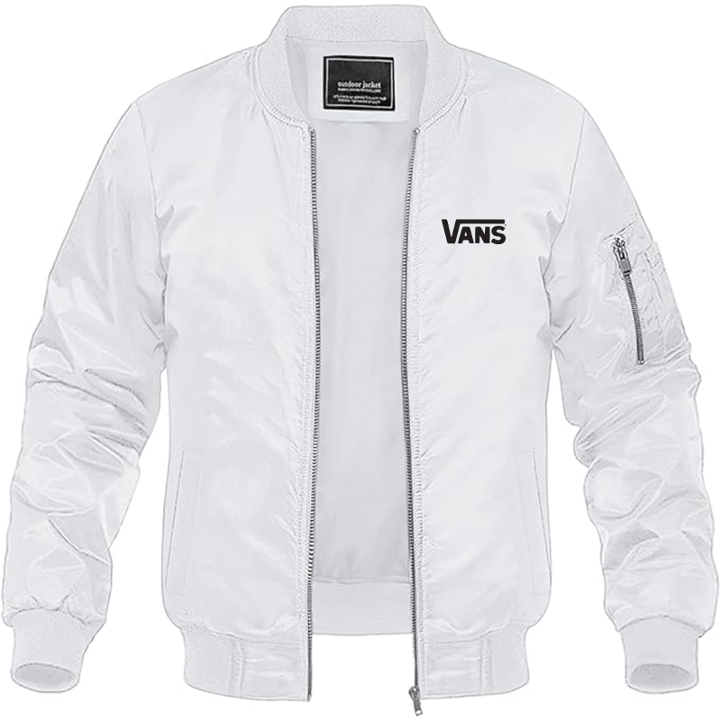 Men's Vans Logo Lightweight Bomber Jacket Windbreaker Softshell Varsity Jacket Coat