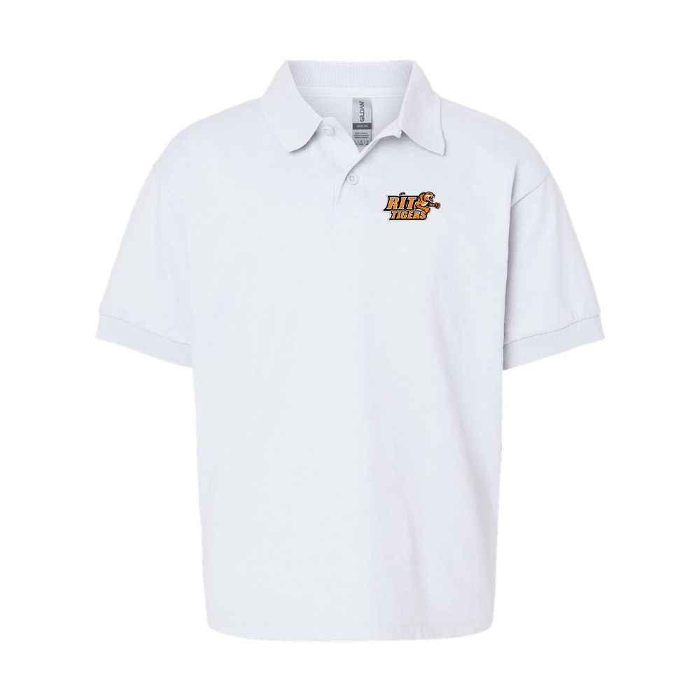 Youth RIT Tigers Logo Gildan Dry Blend Jersey Polo