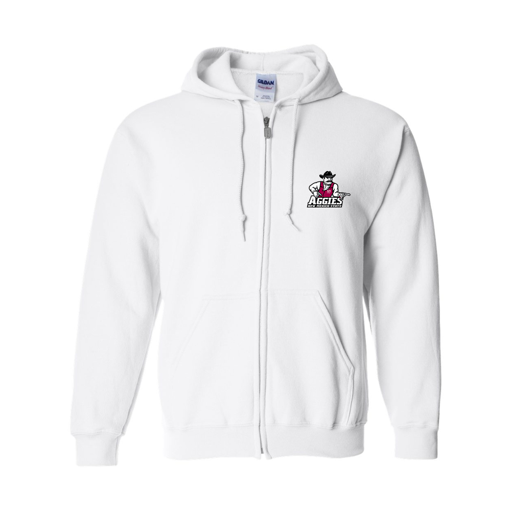 Men's Aggies New Mexico State Logo Gildan  Heavy Blend Full Zip Hooded Sweatshirt