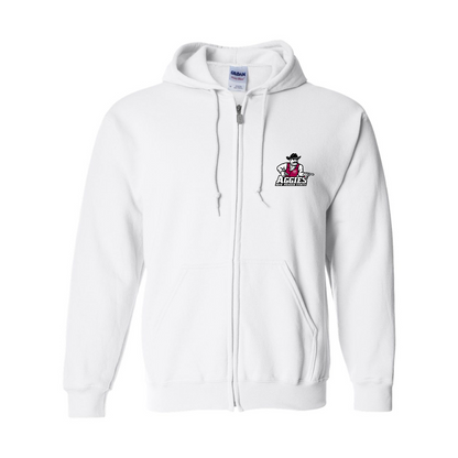 Men's Aggies New Mexico State Logo Gildan  Heavy Blend Full Zip Hooded Sweatshirt