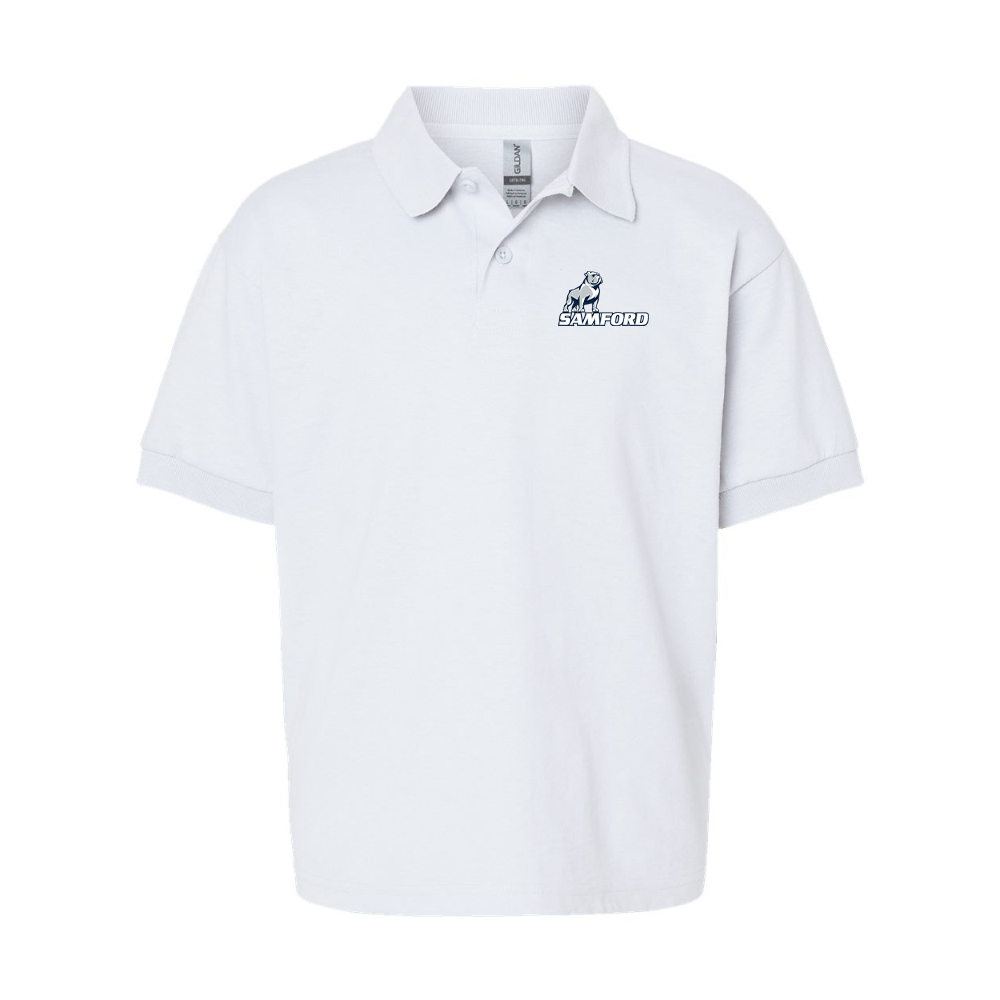 Youth Samford Bulldogs Logo Gildan Dry Blend Jersey Polo