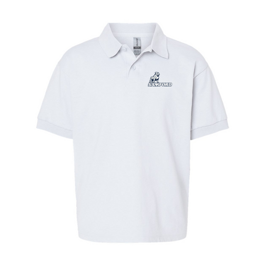 Youth Samford Bulldogs Logo Gildan Dry Blend Jersey Polo