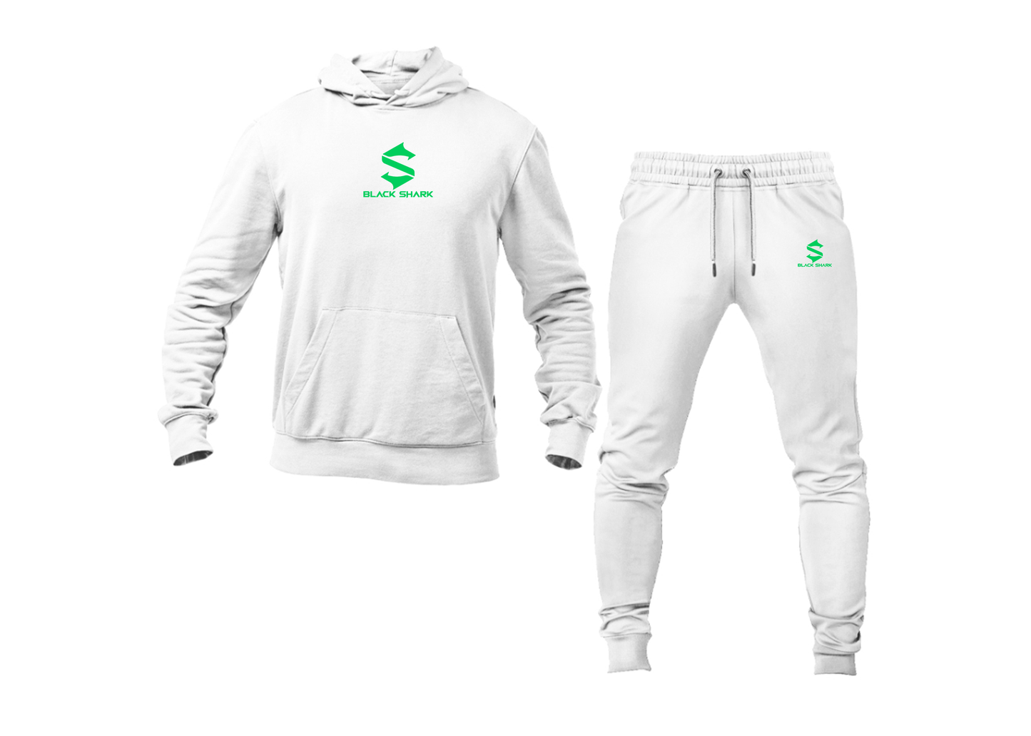 Men's Black Shark Logo Hoodie Joggers Set
