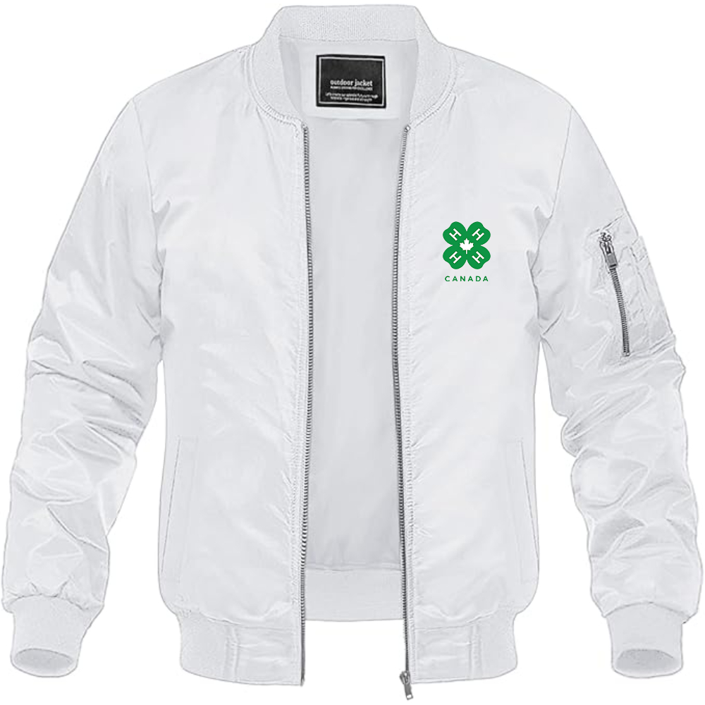 Men's 4H Canada Logo Lightweight Bomber Jacket Windbreaker Softshell Varsity Jacket Coat
