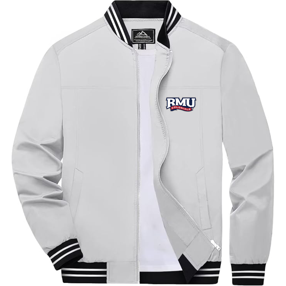 Men's Robert Morris Colonials Logo Lightweight Zip-Up Ribbed Collar and Cuffs Bomber Jacket