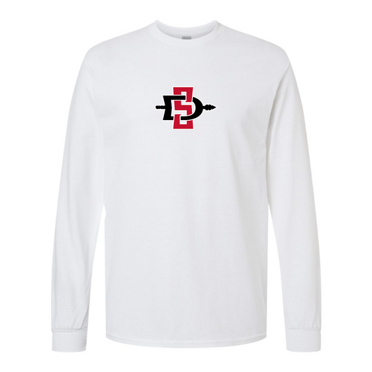 Men's San Diego State Aztecs Logo Gildan Heavy Cotton Long Sleeve T-Shirt