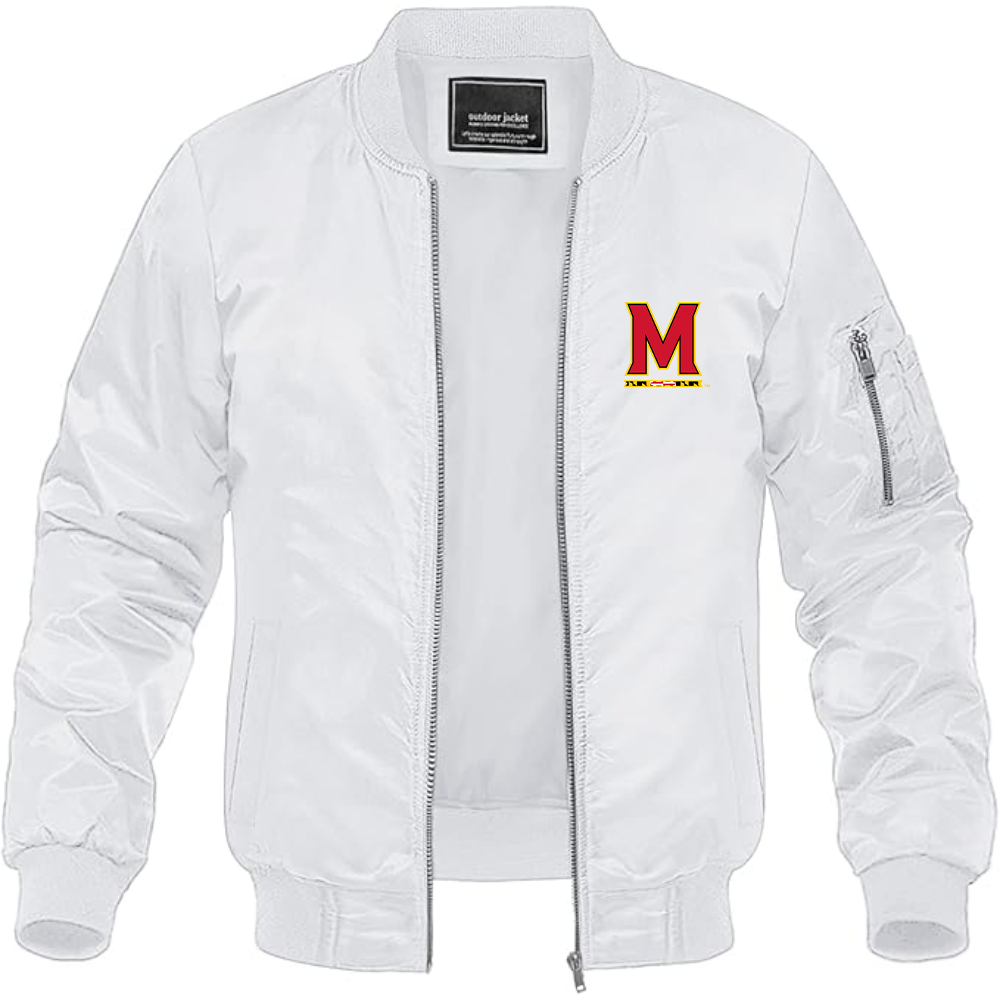 Men's Maryland Terrapins Logo Lightweight Bomber Jacket Windbreaker Softshell Varsity Jacket Coat