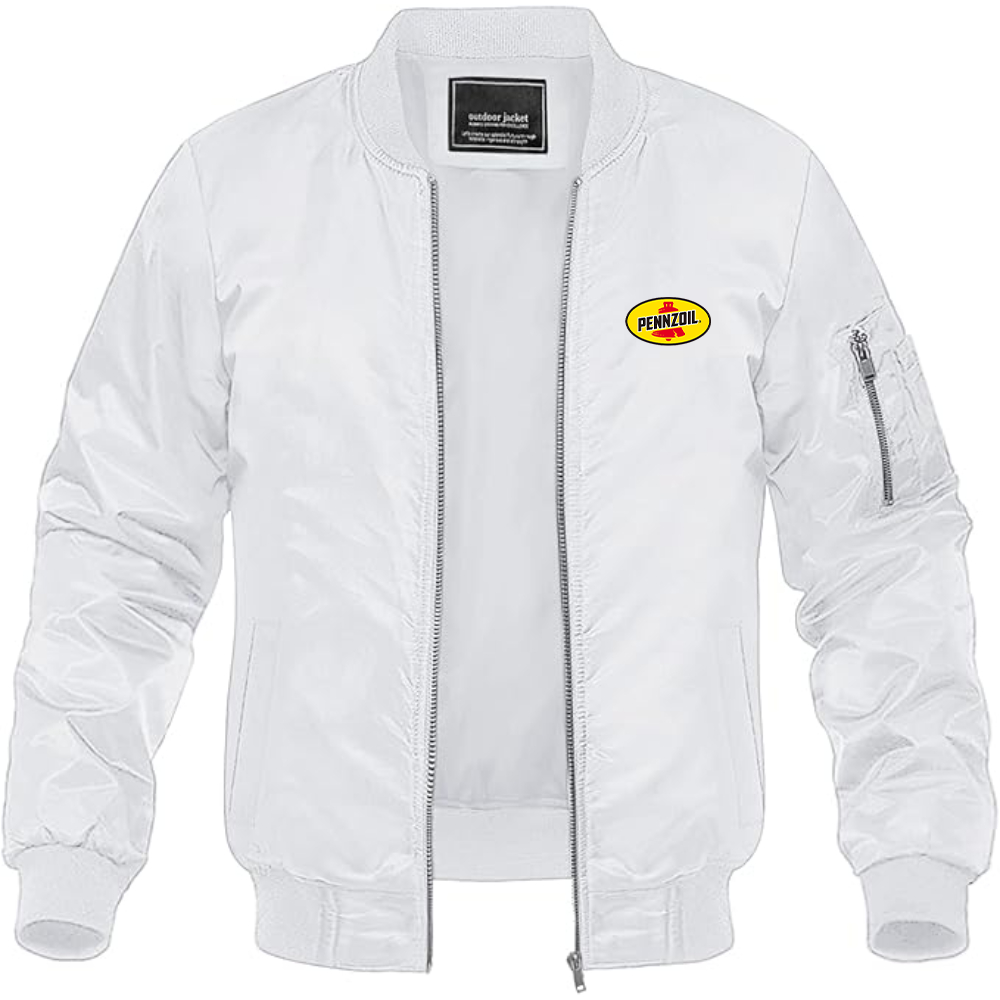Men's Pennzoil Logo Lightweight Bomber Jacket Windbreaker Softshell Varsity Jacket Coat