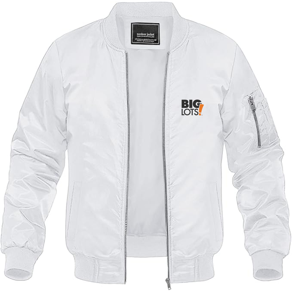 Men's Big Lots Logo Lightweight Bomber Jacket Windbreaker Softshell Varsity Jacket Coat