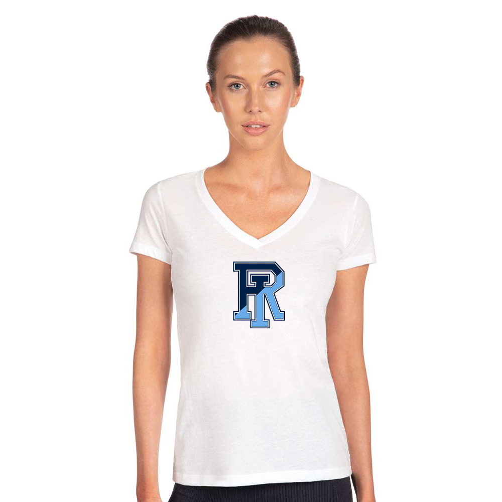 Women's Rhode Island Rams Logo  Next Level V-Neck T-Shirt
