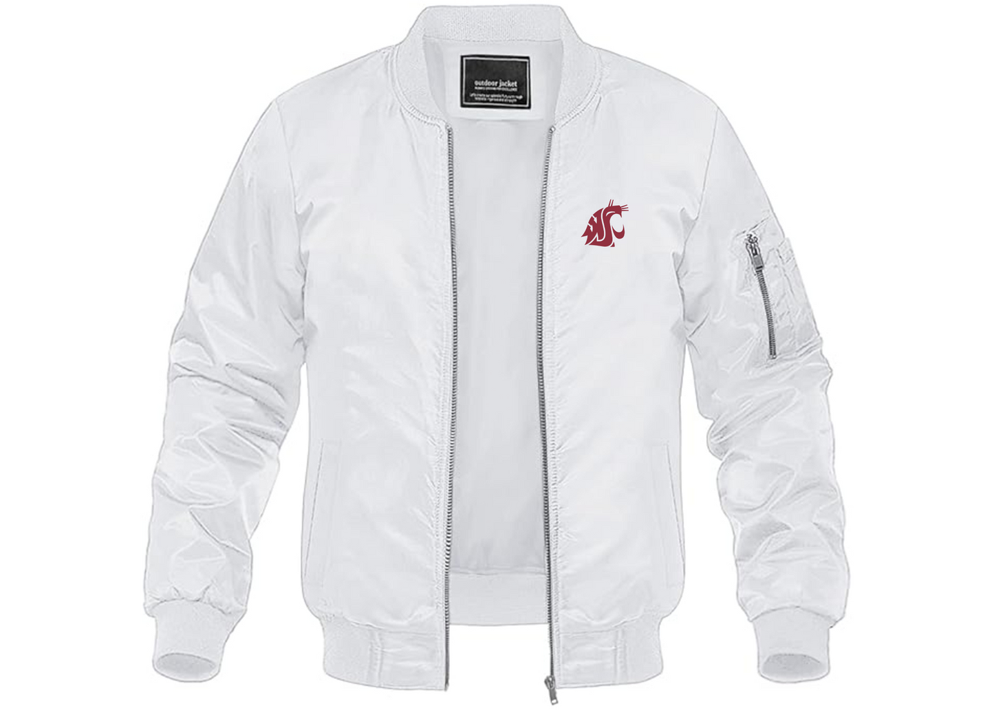 Men's Washington State Cougars Lightweight Bomber Jacket Windbreaker Softshell Varsity Jacket Coat
