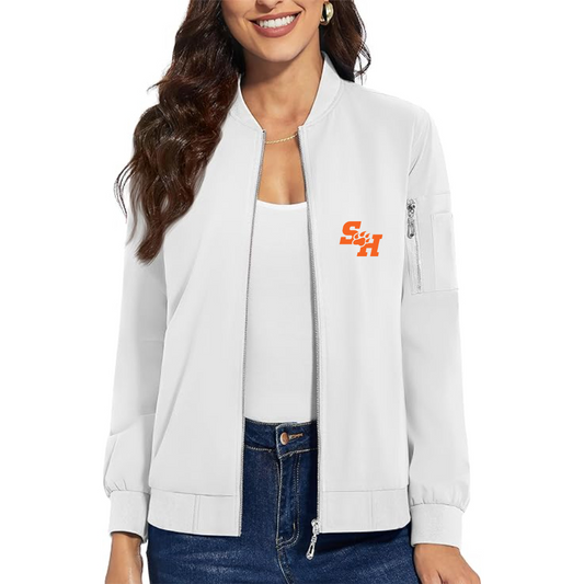 Women's Sam Houston State Bearkats Logo Premium Bomber Jacket with Polished Detailing and Functional Sleeve Pocket Modern Luxury Outerwear