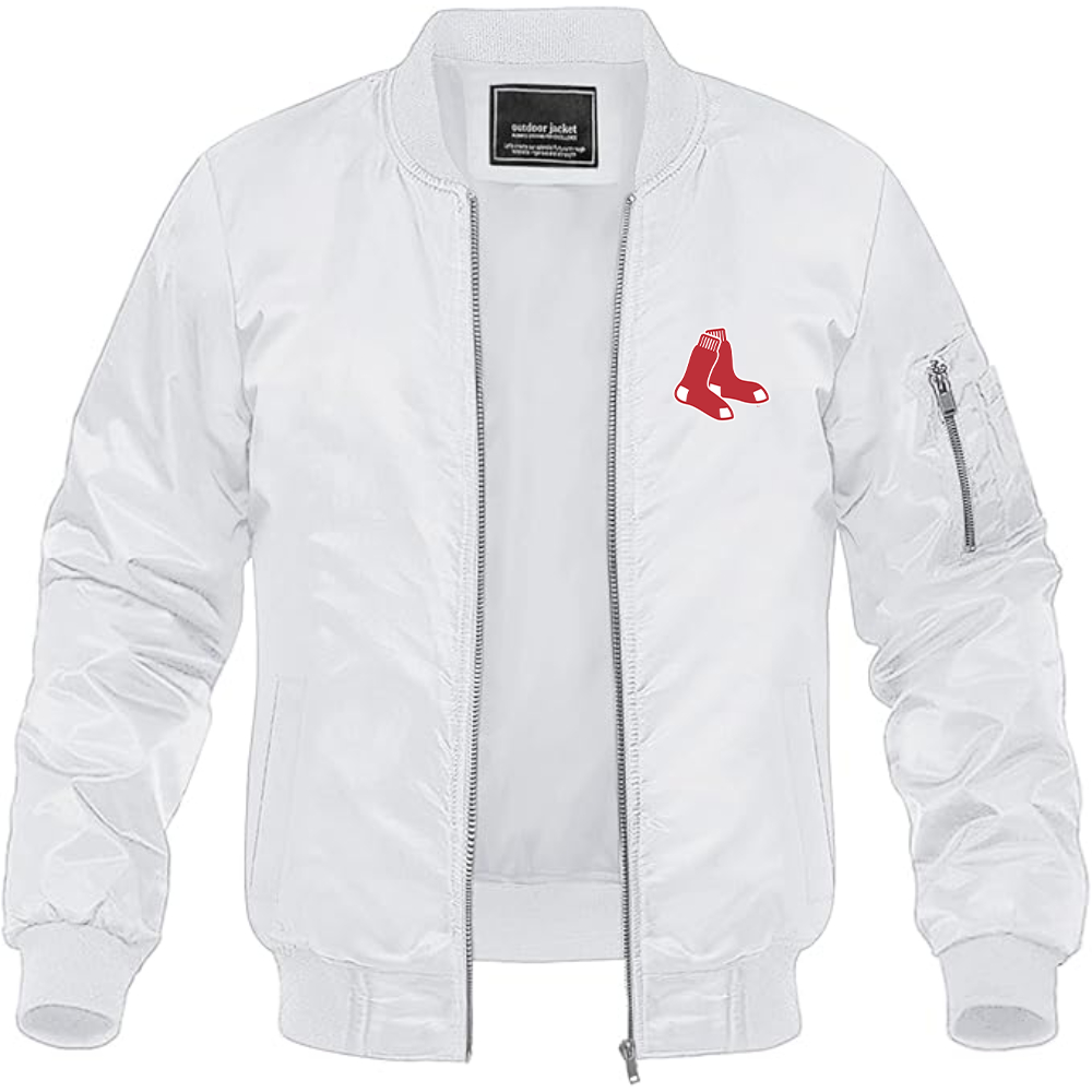 Men's Boston Red Sox Logo Lightweight Bomber Jacket Windbreaker Softshell Varsity Jacket Coat